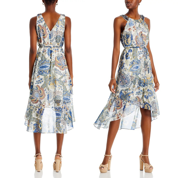 NWT Kobi Halperin Allison Beaded Midi Dress High-Low Floral $598 - Size L - Picture 9 of 16